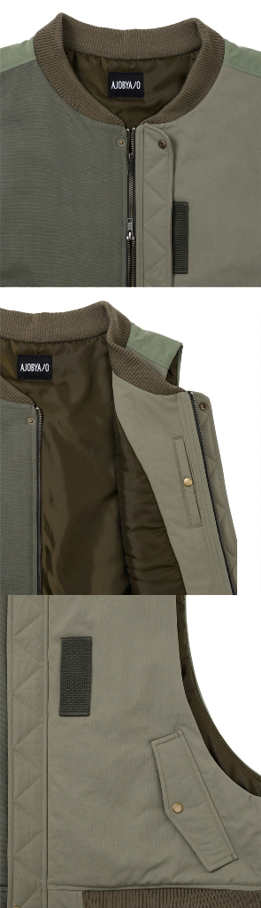 [새상품] 아조바이아조 나일론 믹스드 봄버 패딩 베스트--6