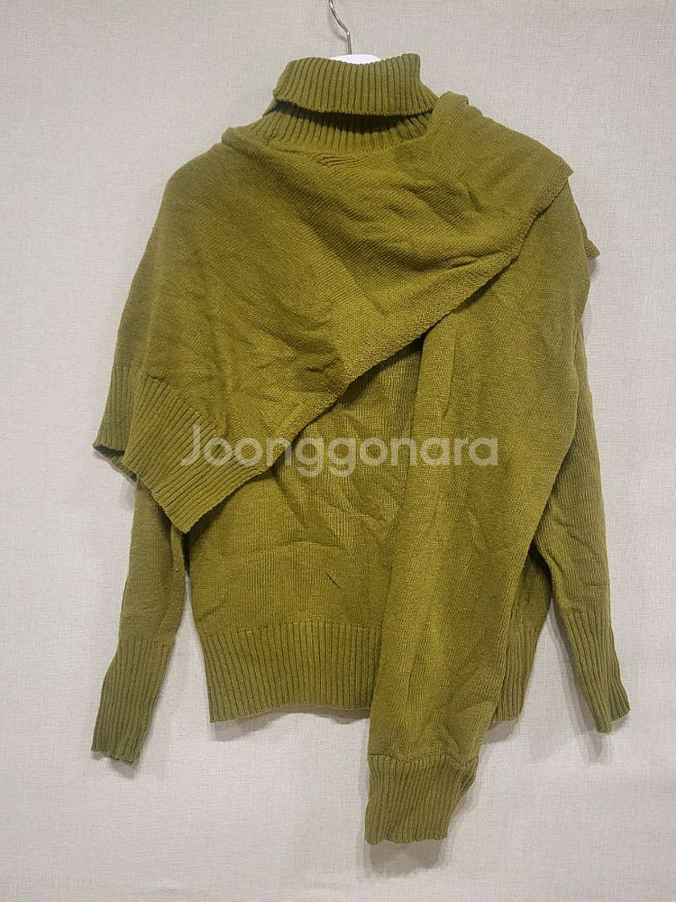 lemui 르뮈 머플러니트 숄니트 올리브--7