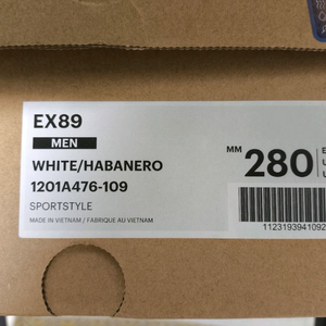 새상품 아식스 ex89 화이트 하바네로 280mm