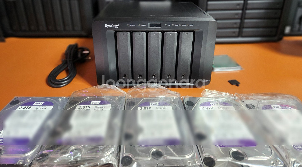 시놀로지DS1515+ 램4G+WD purple 10TB--0