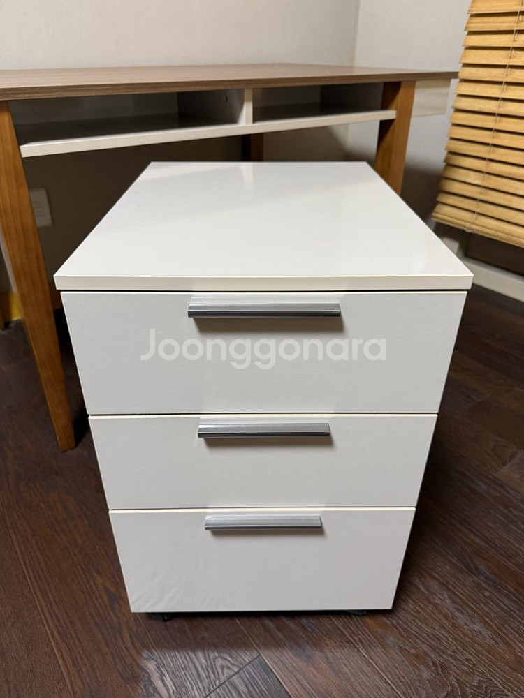 한샘 원목 책상 ,3단 서랍 세트--3