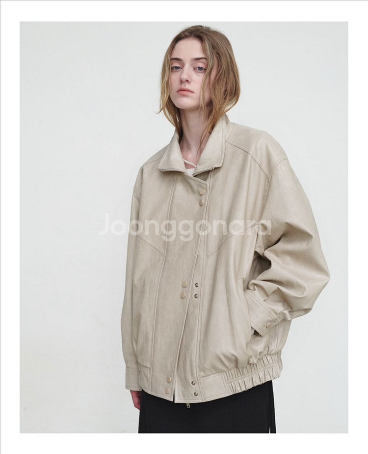 루에브르 레더자켓 베이지 Faux Leather Jac--1