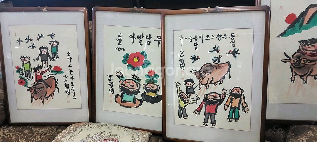 지산스님 민화그림4점--2