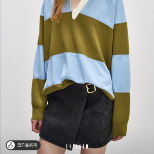 시스템 노치넥 칼라 니트
