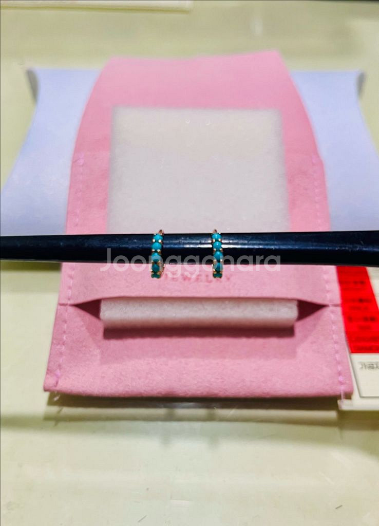 14k 터키석 원터치 링 귀걸이--4