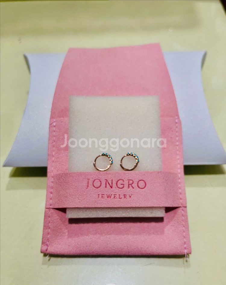 14k 터키석 원터치 링 귀걸이--6