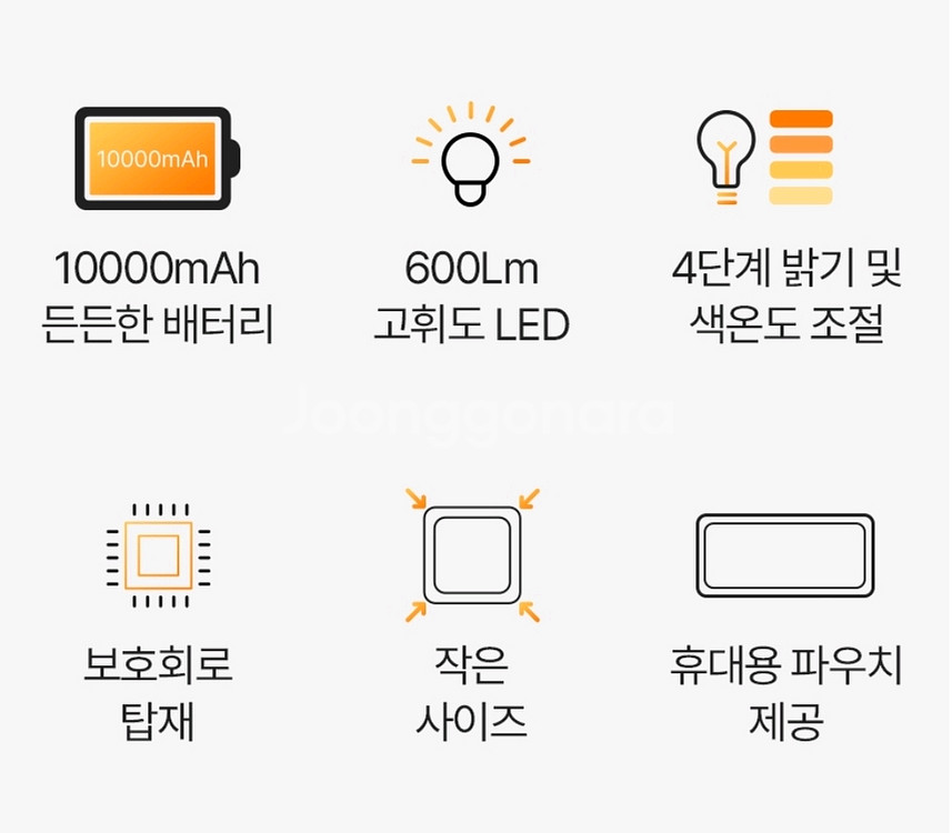보조배터리 겸용 아웃도어 LED 램프 10000mAh--2
