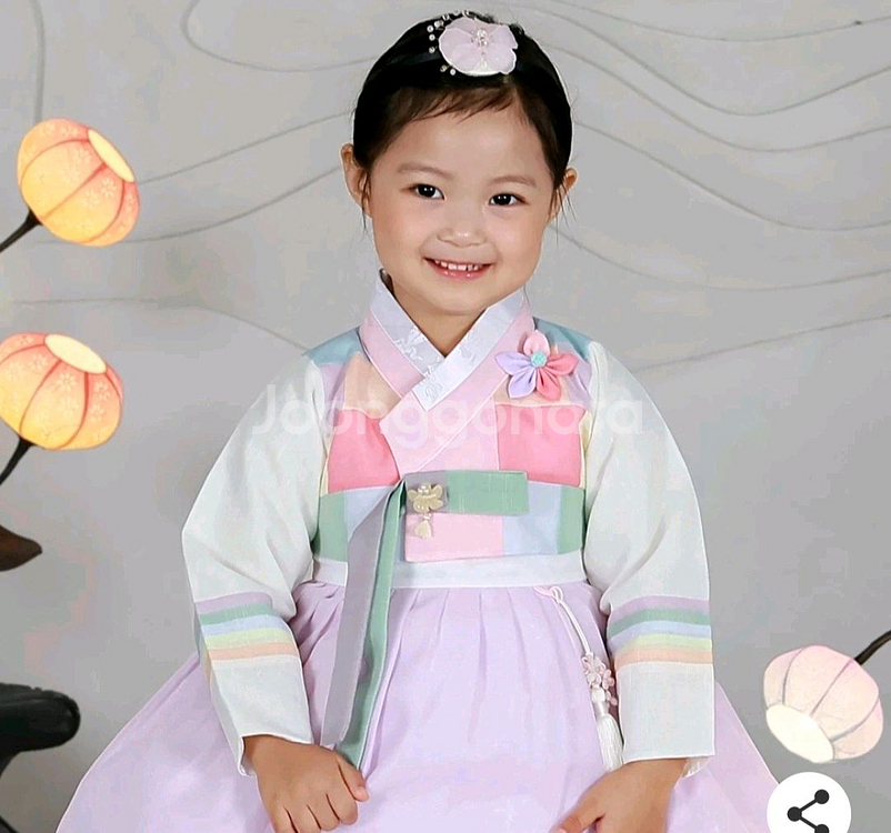 새상품) 하랑한복 4호 여아한복 파스텔 + 복주머니 셋--0