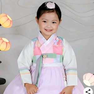 새상품) 하랑한복 4호 여아한복 파스텔 + 복주머니 셋