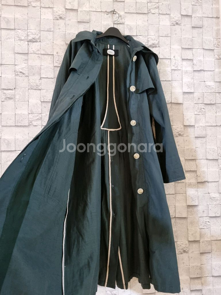 듀엘 딥그린카키 린넨혼방 후드트렌치 코트--11