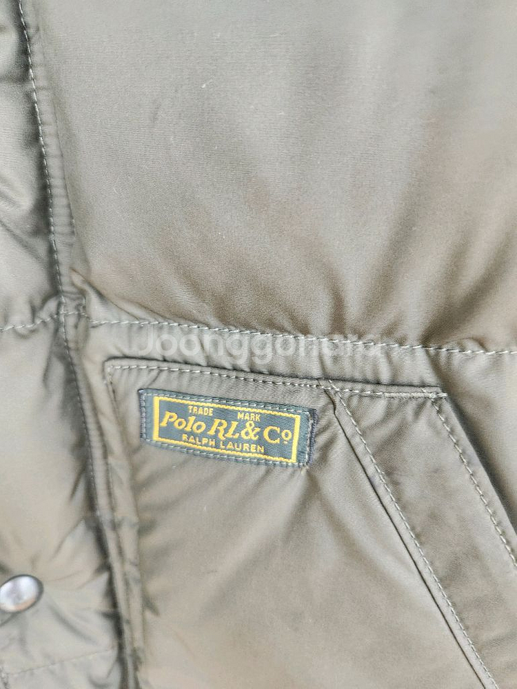 폴로키즈/ 카키색 후드 다운 숏패딩/14-16세--1