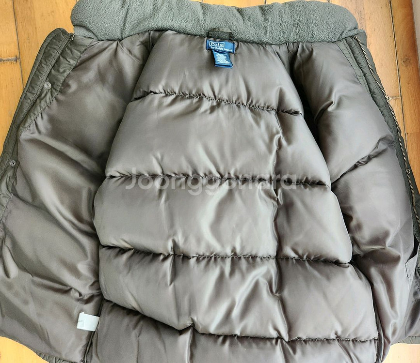 폴로키즈/ 카키색 후드 다운 숏패딩/14-16세--6