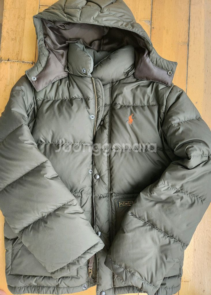 폴로키즈/ 카키색 후드 다운 숏패딩/14-16세--7