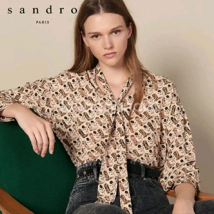 Sandro 카우보이패턴 블라우스--12