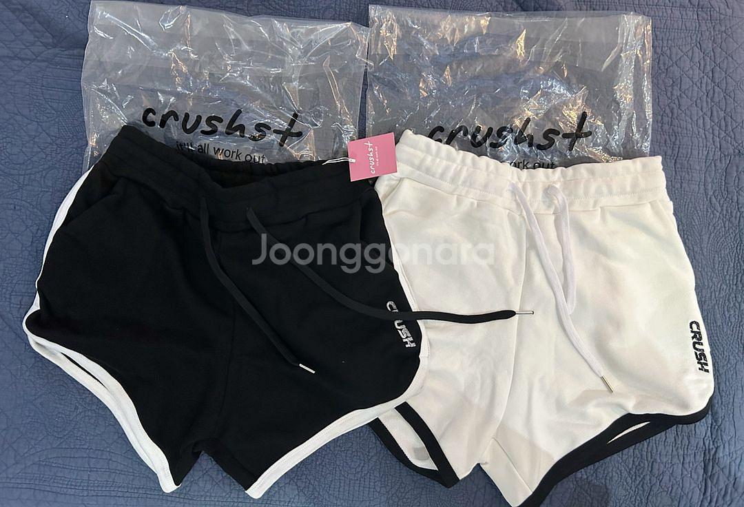 [새상품]CRUSHST 돌핀 스웻 반바지 L화이트/블랙--2