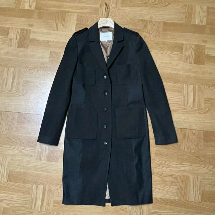 MAJE 마쥬 블랙 레이온혼방 멀티포켓 롱자켓 트렌치--1