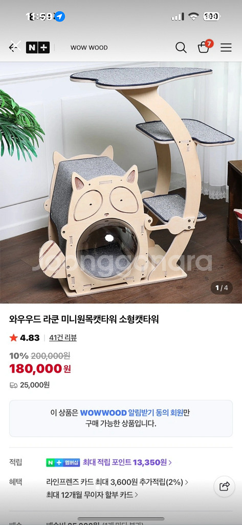 고양이캣타워/와우우드 라쿤 캣타워--0