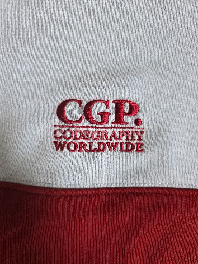 CGP 스몰 스퀘어 로고 스트라이프 럭비 맨투맨 버건디--1