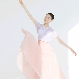 메시아 쉬폰 풀치마 9부 기장 피치핑크 색상(폭추가)