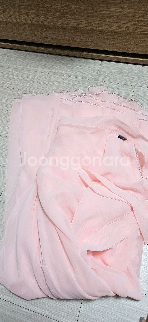 메시아 쉬폰 풀치마 9부 기장 피치핑크 색상(폭추가)--2