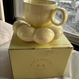 세라믹 플라워 컵 새상품