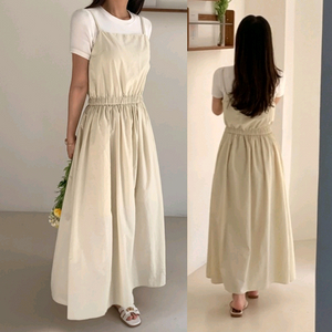 가을 뷔스티에 나일론 롱원피스 아이보리 나시 55 66