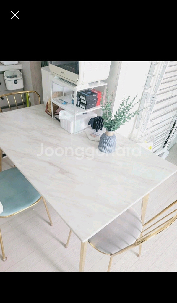세라믹 식탁 & 골드 의자 세트--0