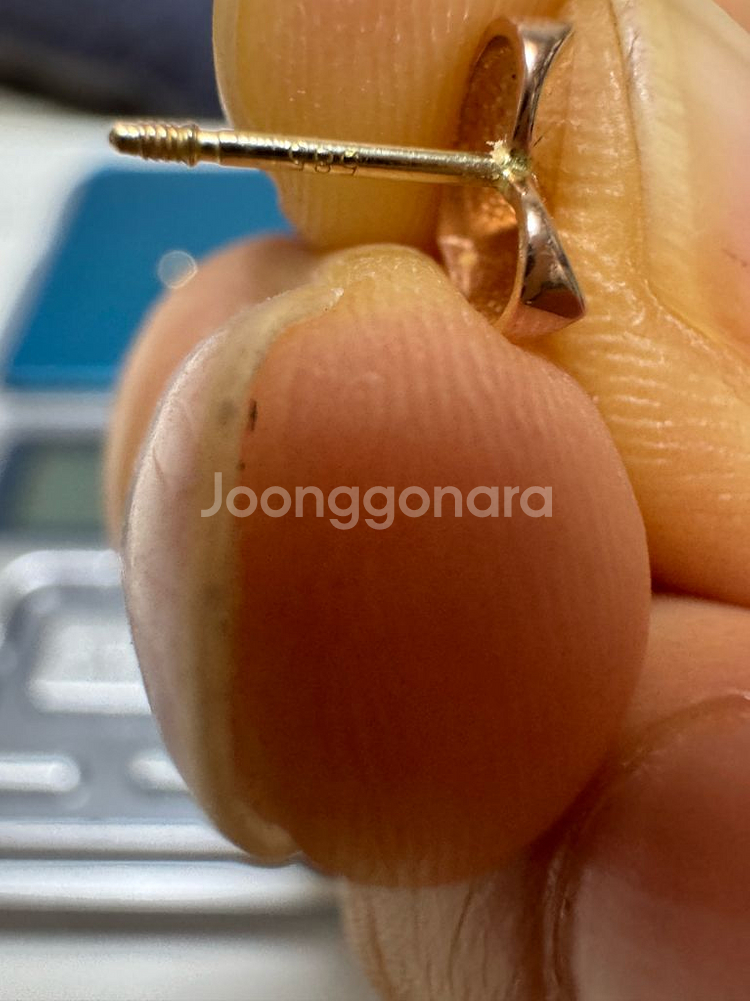 14K 금 로즈골드 하트 피어싱 귀걸이--1