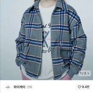 와이케이 울 체크 숏코트