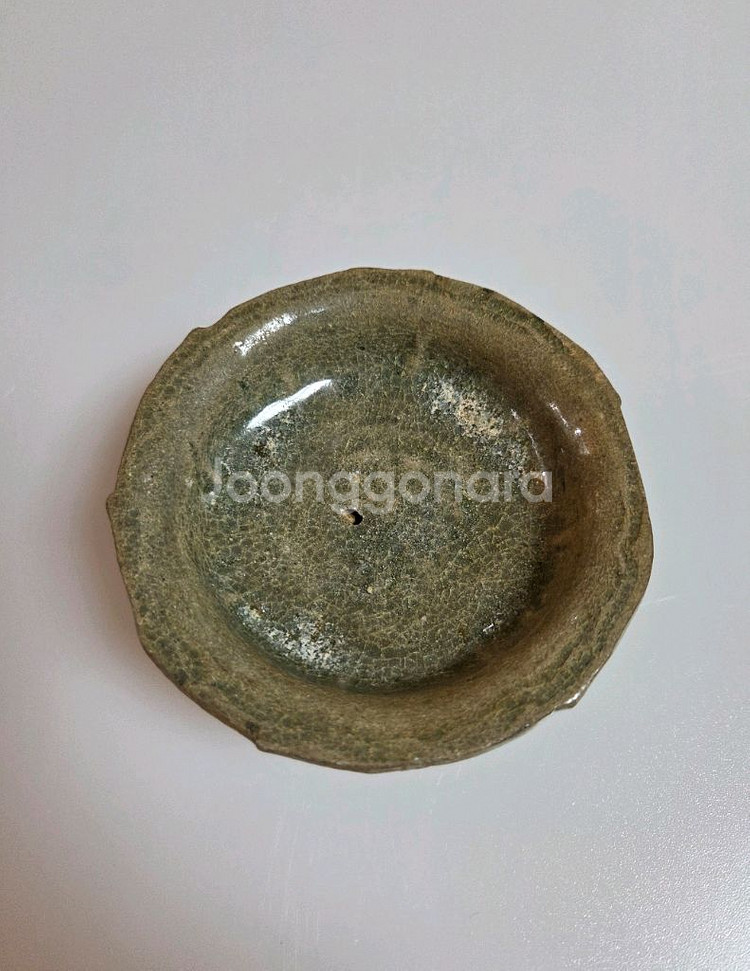 고미술품 고려시대 고려청자 백상감 국화문 화형접시--2