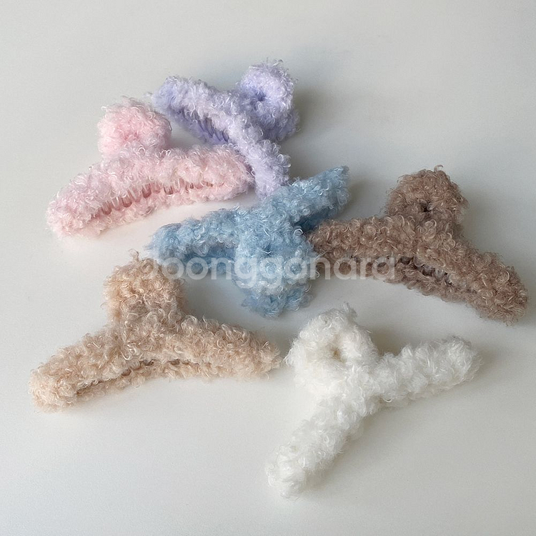 (새상품)겨울 퍼 집게핀, 퍼슈슈 총37개--5