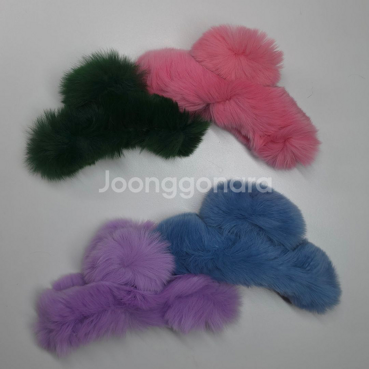 (새상품)겨울 퍼 집게핀, 퍼슈슈 총37개--9