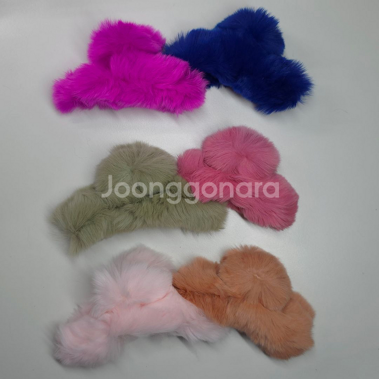 (새상품)겨울 퍼 집게핀, 퍼슈슈 총37개--8