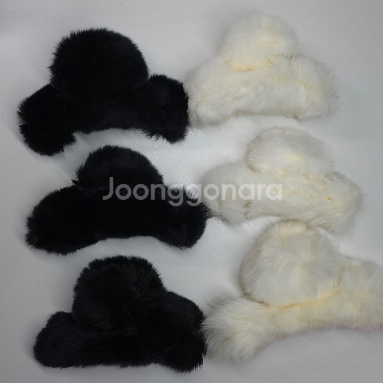 (새상품)겨울 퍼 집게핀, 퍼슈슈 총37개--7