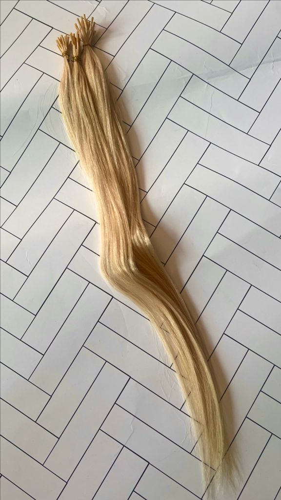 (미사용) 백금발 특수컬러 케라틴 붙임머리 천연인모--5