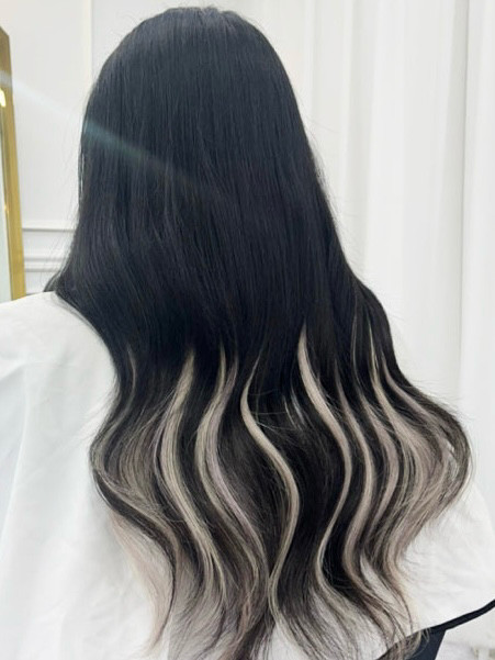 (미사용) 백금발 특수컬러 케라틴 붙임머리 천연인모--4