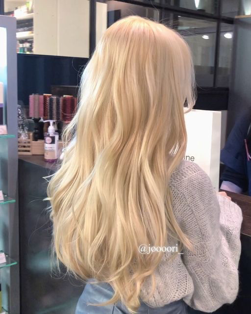 (미사용) 백금발 특수컬러 케라틴 붙임머리 천연인모--3