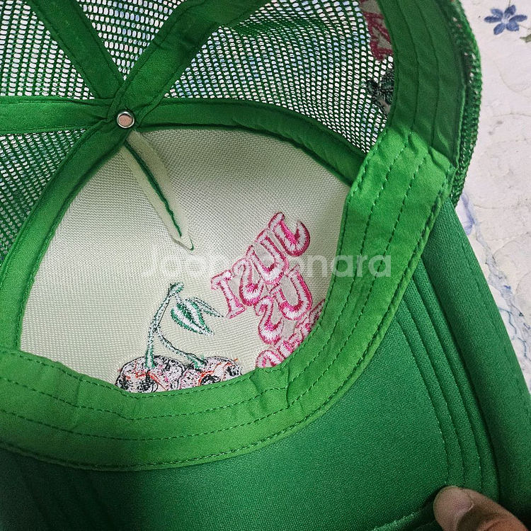 자수 그래픽 그린 트러커 캡모자--3