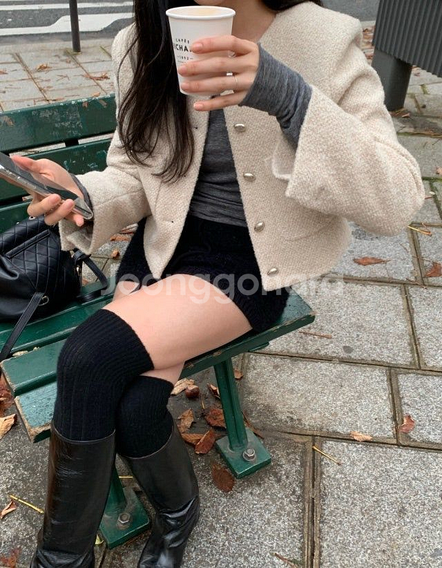 레이지샵 르망 트위드 자켓 베이지--1