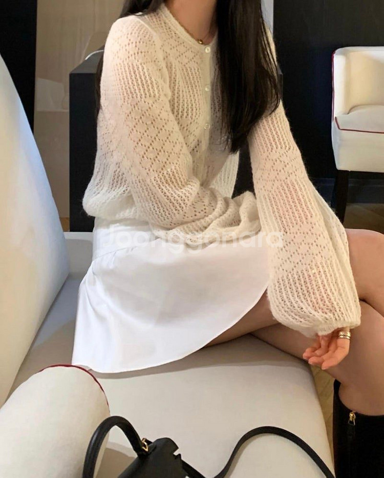 르플레인 벨 키드모헤어 가디건--1