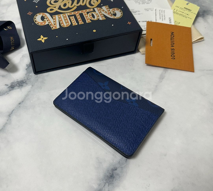 [F] 루이비통 모노그램 블루 카드지갑 오거나이저--1