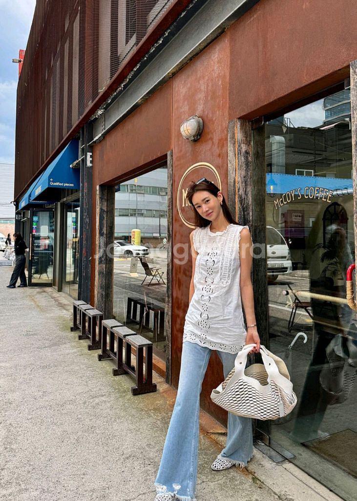 고걸 아일렛 미니 원피스 L사이즈--0