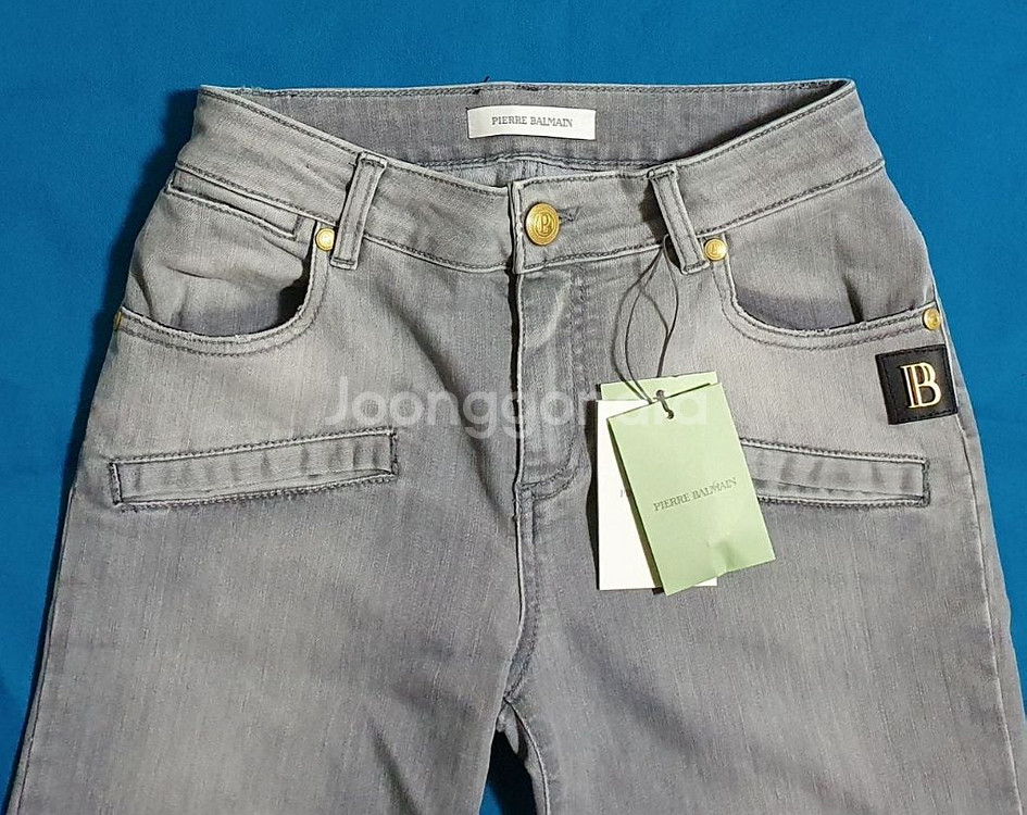 루나에비뉴7 피에르 발망 로고패치 데님 여성 스키니진--1