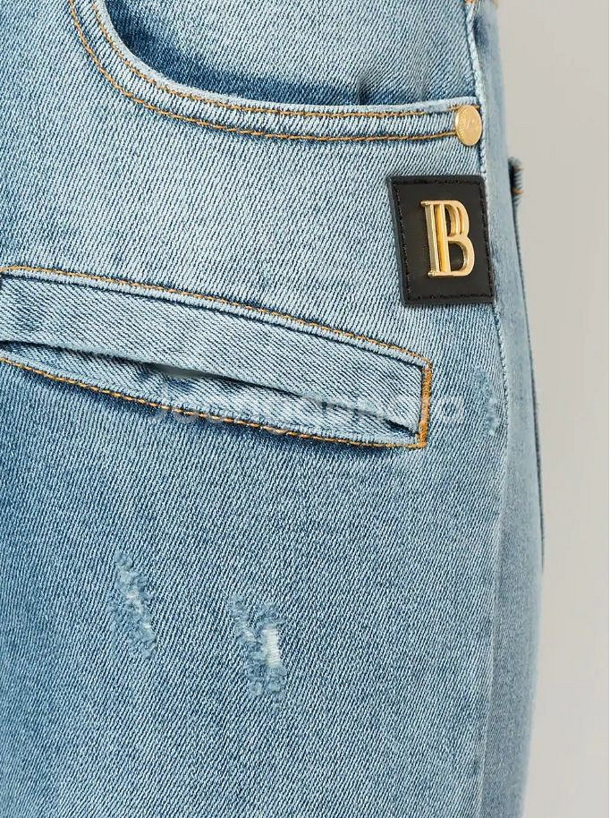 루나에비뉴7 피에르 발망 로고패치 데님 여성 스키니진--5