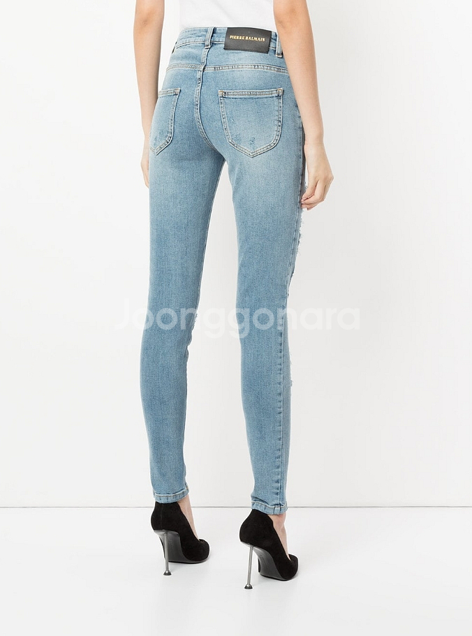 루나에비뉴7 피에르 발망 로고패치 데님 여성 스키니진--7
