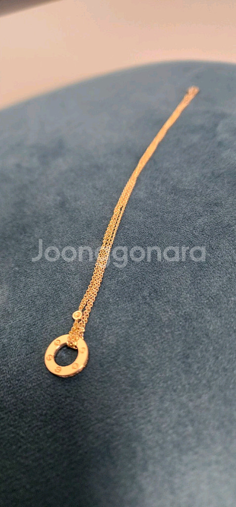 18k 로즈골드 색상 랩다이아 셋팅 목걸이--2