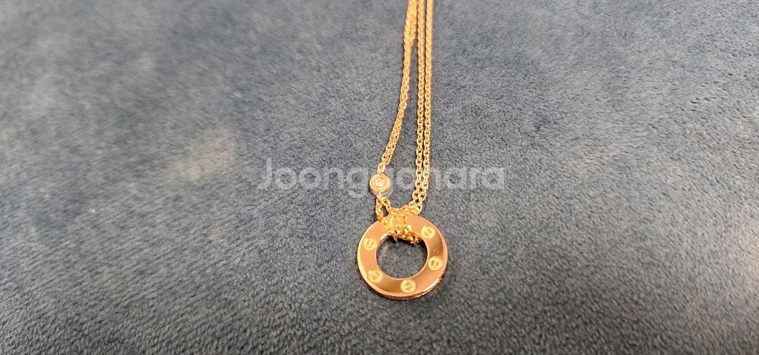 18k 로즈골드 색상 랩다이아 셋팅 목걸이--0