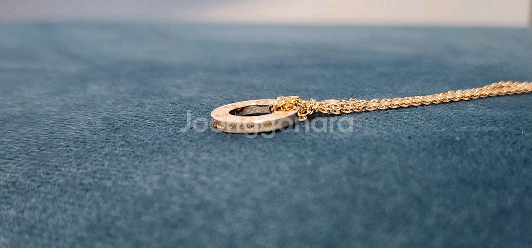 18k 로즈골드 색상 랩다이아 셋팅 목걸이--4