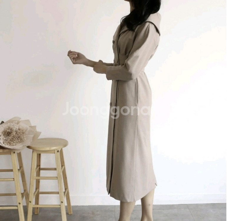 [새상품]헤링본 클래식벨트 롱하객 원피스--3