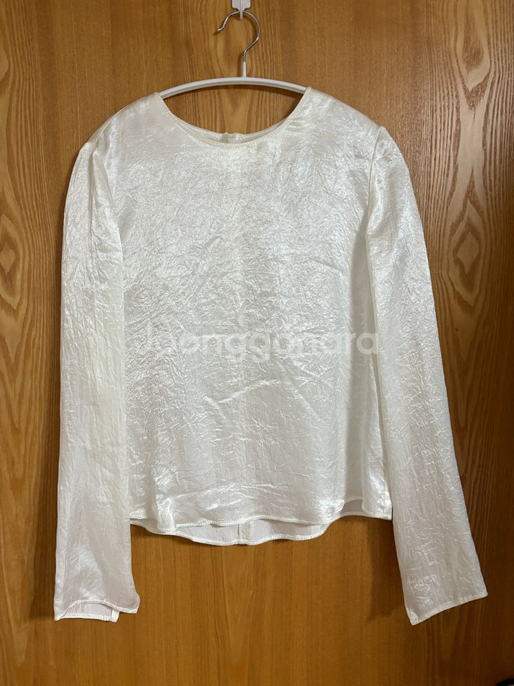 새틴 링클 블라우스--0